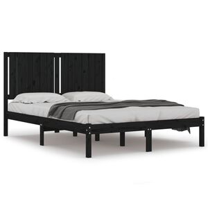 vidaXL Massivholzbett Schwarz Kiefer 140x190 cm