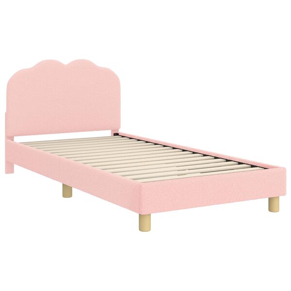 vidaXL Kinderbettgestell mit Kopfteil Rosa 90 x 190 cm Schafstoff