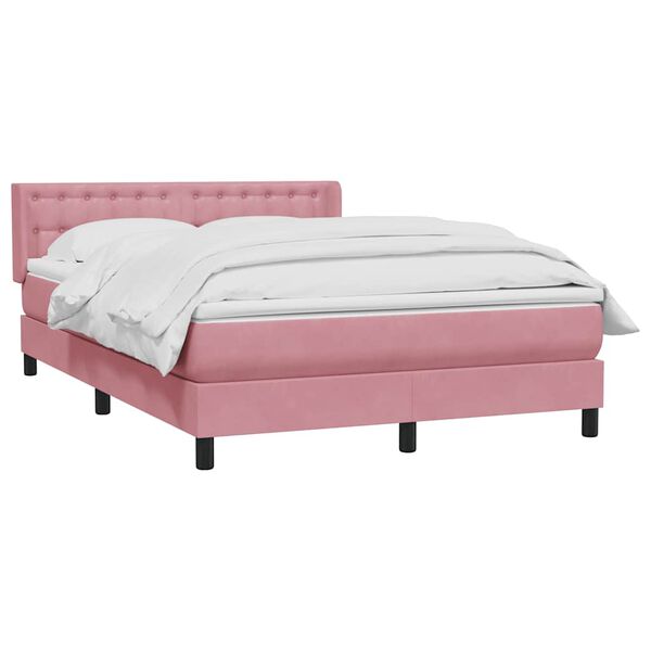 vidaXL Boxspringbett mit Matratze Rosa 160x210 cm Samt