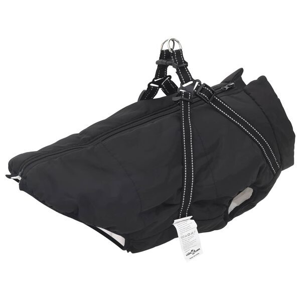 vidaXL Hundemantel mit Geschirr Schwarz L48 Fleece und Polyester