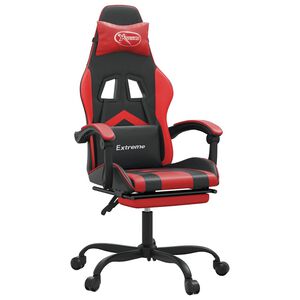 vidaXL Gaming-Stuhl mit Fu&szlig;st&uuml;tze Drehbar Schwarz & Rot Kunstleder