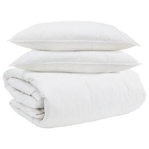 vidaXL Bettdecken Set mit Kissen 3 pcs Wei&szlig; Daunenfeder