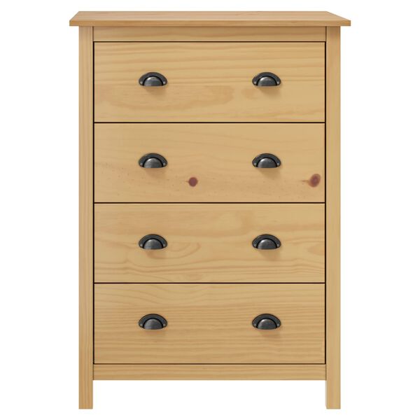 vidaXL Sideboard mit 4 Schubladen Hill 79x40x110 cm Massivholz Kiefer