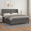 vidaXL Boxspringbett mit Matratze Grau 160x200 cm Kunstleder