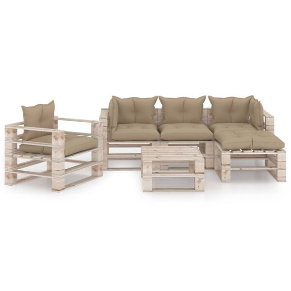 vidaXL 6-tlg. Garten-Lounge-Set aus Paletten mit Kissen Kiefernholz