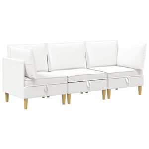 vidaXL Modular Sofa Set mit Stauraum 3 pcs Wei&szlig; Stoff