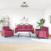 vidaXL 3-tlg. Sofagarnitur mit Kissen Weinrot Samt