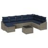 vidaXL Gartensofa-set mit Kissen 8 pcs Grau und Marineblau Poly-Rattan