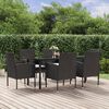 vidaXL 7-tlg. Garten-Essgruppe mit Kissen Schwarz Poly Rattan