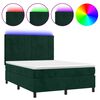 vidaXL Boxspringbett mit Matratze & LED Dunkelgr&uuml;n 140x200 cm Samt