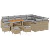 vidaXL Gartensofa-set mit Kissen 13 pcs Beige Poly-Rattan