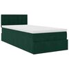 vidaXL Ottoman-Bett mit Matratze & LEDs Dunkelgr&uuml;n 100x200 cm Samt