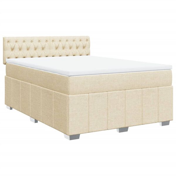 vidaXL Boxspringbett mit Matratze Creme 140x200 cm Stoff