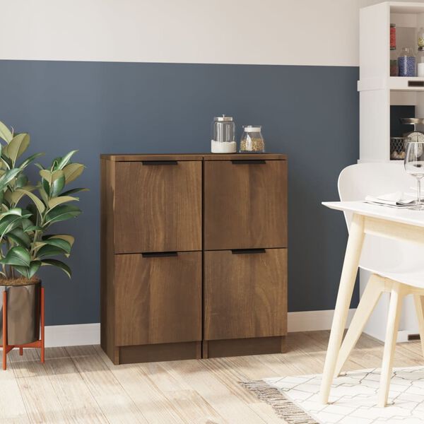 vidaXL Sideboards 2 Stk. Braun Eichen-Optik 30x30x70 cm Holzwerkstoff