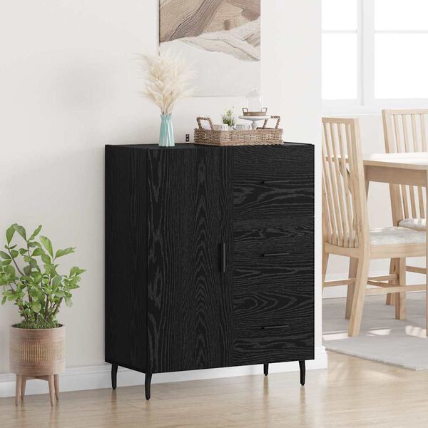 vidaXL Sideboard mit Schubladen Schwarz Eichen-Optik 69,5 x 34 x 90 cm