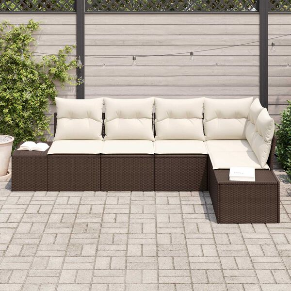 vidaXL Gartensofa-set 5 pcs Braun Poly-Rattan