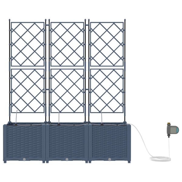 vidaXL Garten-Pflanzgef&auml;&szlig; 3 pcs Grau 120 x 40 x 143 cm Stahl