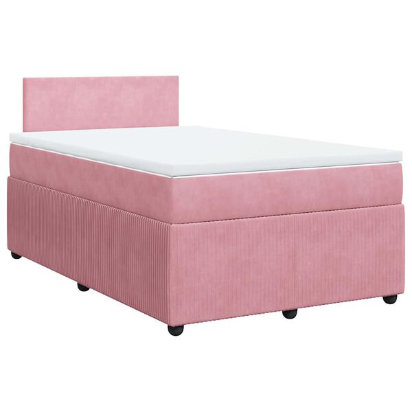 vidaXL Boxspringbett mit Matratze Rosa 120x190 cm Samt