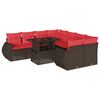 vidaXL 9-teiliges Gartensofa-Set mit Kissen, braun, Polyrattan