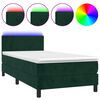 vidaXL Boxspringbett mit Matratze & LED Dunkelgr&uuml;n 90x200 cm Samt