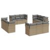 vidaXL 12-tlg. Garten-Sofagarnitur mit Kissen Beige Poly Rattan