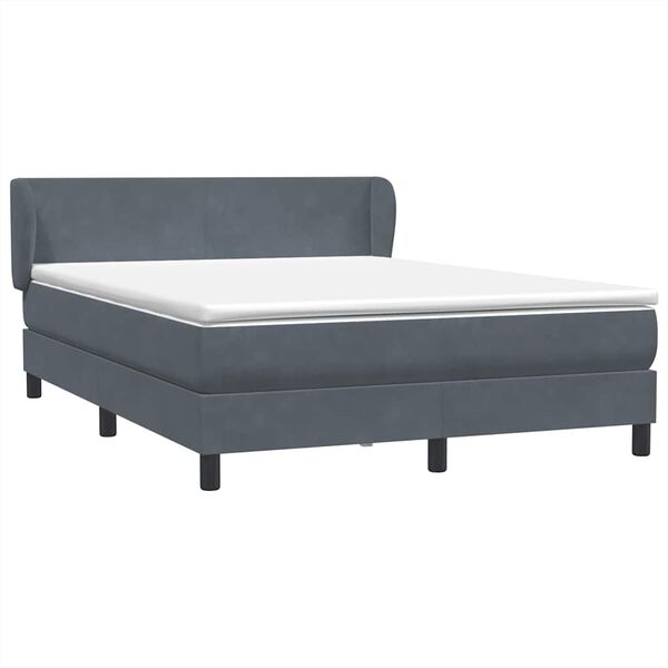 vidaXL Boxspringbett mit Matratze Dunkelgrau 160x220 cm Samt