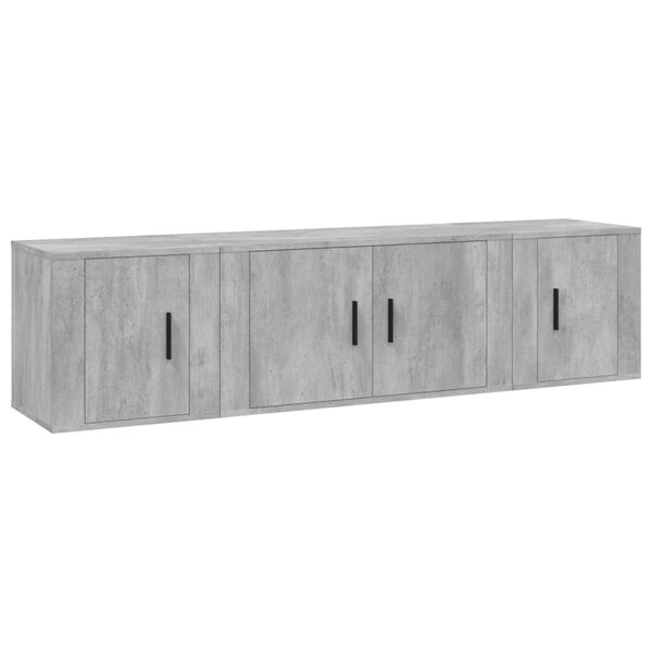 vidaXL 3-tlg. TV-Schrank-Set Betongrau Holzwerkstoff