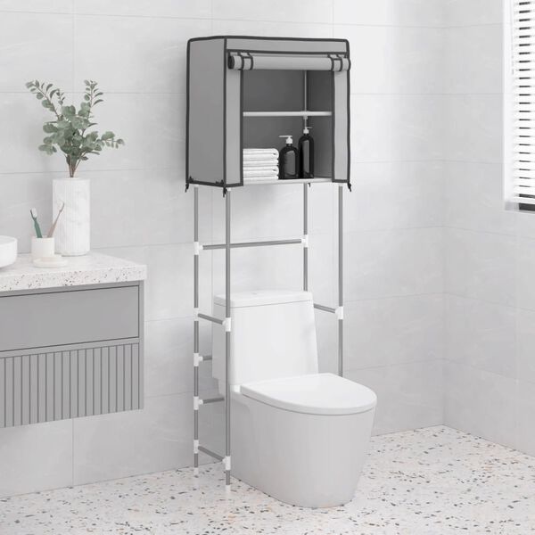 vidaXL Toilettenregal 2 Ablagen Grau 56x30x170 cm Eisen
