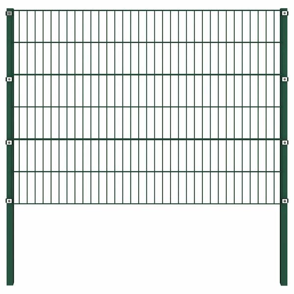 vidaXL Zaunelement mit Pfosten Eisen 1385 x 120 cm Gr&uuml;n