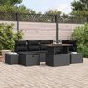 vidaXL Gartensofa-set mit Kissen 7 pcs Schwarz Poly-Rattan
