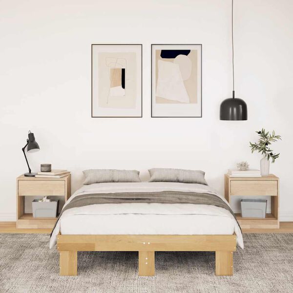 vidaXL Massivholzbett ohne Matratze 120x200 cm Eichenholz