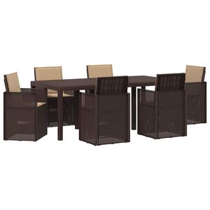 vidaXL Garten Essgruppe mit Kissen 7 pcs Braun und Taupe PP