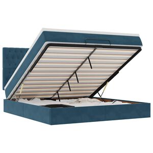 vidaXL Ottoman-Bett mit Matratzen Dunkelblau 180x200 cm Samt