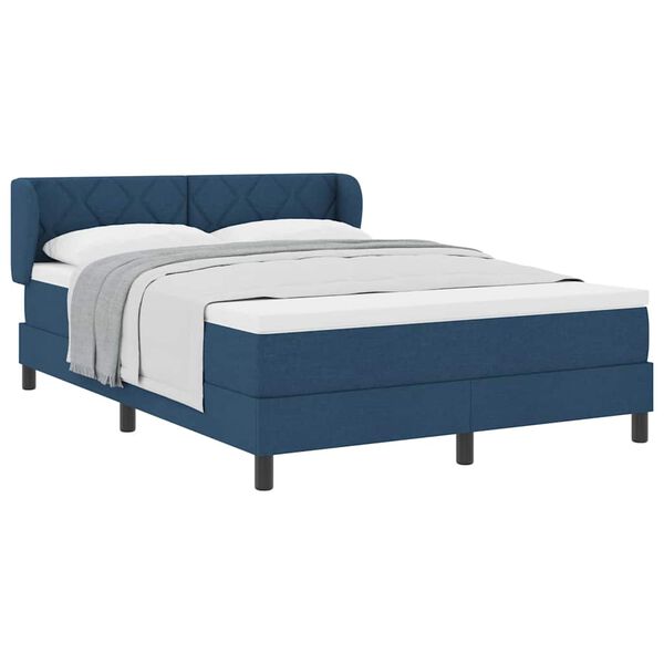 vidaXL Boxspringbett mit Matratze mit Matratze Blau 140 x 190 cm Stoff