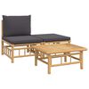vidaXL 3-tlg. Garten-Lounge-Set mit Dunkelgrauen Kissen Bambus