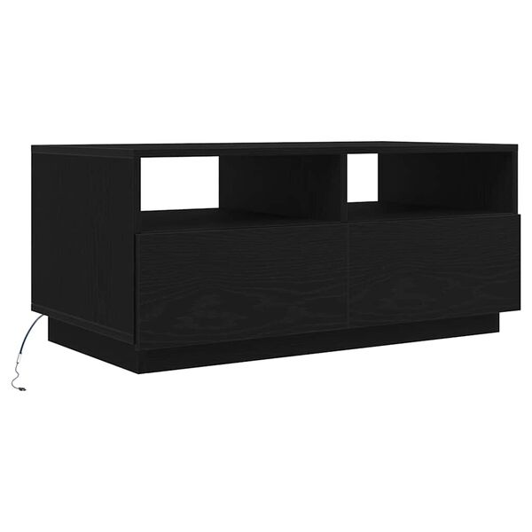 vidaXL Couchtisch mit LED-Leuchten Schwarz Eichen-Optik 90x49x40 cm