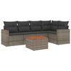 vidaXL 6-tlg. Garten-Sofagarnitur mit Kissen Grau Poly Rattan