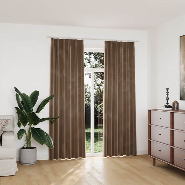 vidaXL Verdunkelungsvorh&auml;nge mit Haken 2 Stk. Samt Beige 140x225 cm