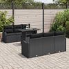vidaXL Gartensofa-set mit Kissen 7 pcs Schwarz Poly-Rattan