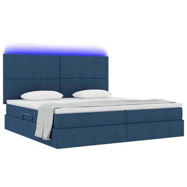 vidaXL Bett mit Stauraum und LED mit LED Blau 200 x 200 cm Polyester