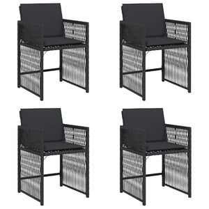 vidaXL Gartenst&uuml;hle mit Kissen 4 Stk. Schwarz Poly Rattan