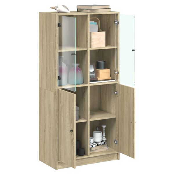 vidaXL Highboard mit T&uuml;ren Sonoma-Eiche 68x37x142 cm Holzwerkstoff