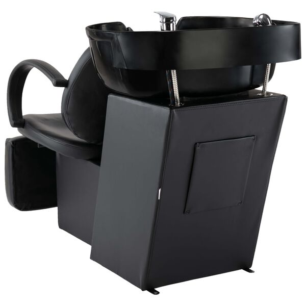 vidaXL Salon-Waschstuhl mit Waschbecken, Kunstleder, Schwarz