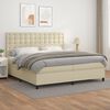 vidaXL Boxspringbett mit Matratze Creme 200x200 cm Kunstleder
