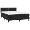 vidaXL Boxspringbett mit Matratze & LED Schwarz 140x200 cm Samt