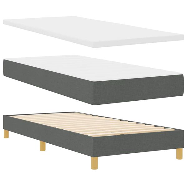 vidaXL Boxspringbett mit Matratze Dunkelgrau 190 x 90 cm Stoff