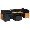 vidaXL 8-tlg. Garten-Sofagarnitur mit Kissen Schwarz Poly Rattan