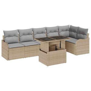 vidaXL Gartensofa-set 7 stk. Beige Poly Rattan