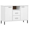 vidaXL Sideboard OSLO mit Metallbeinen Wei&szlig; 113x40x77 cm Massivholz