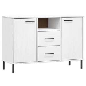 vidaXL Sideboard OSLO mit Metallbeinen Wei&szlig; 113x40x77 cm Massivholz